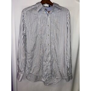 Robert Graham Striped Button Down Shirt Men's Embroidery‎ Casual Pattern Medium